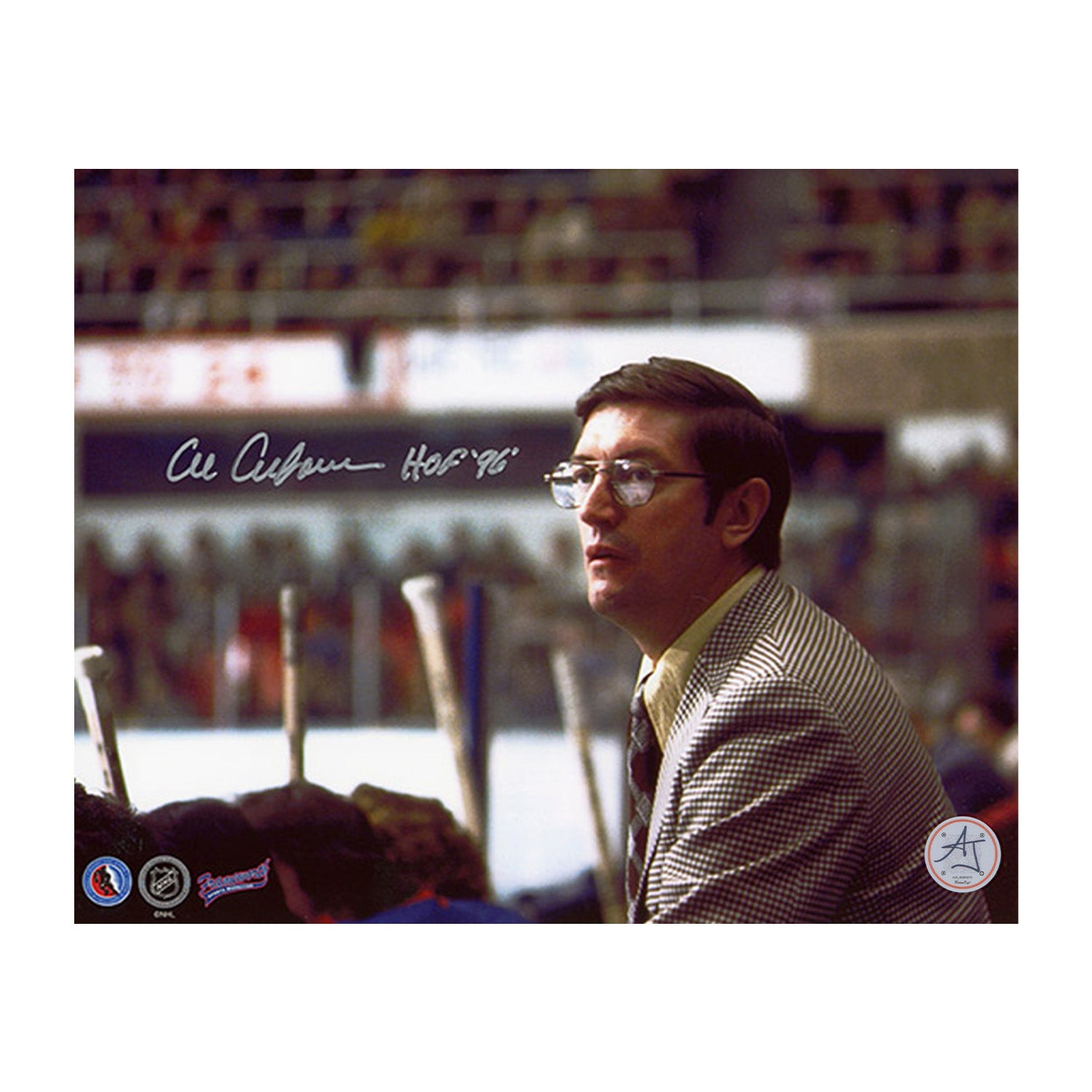 AJ Sports | Al Arbour Autographed New York Islanders Bench Close-Up 8x10 Photo