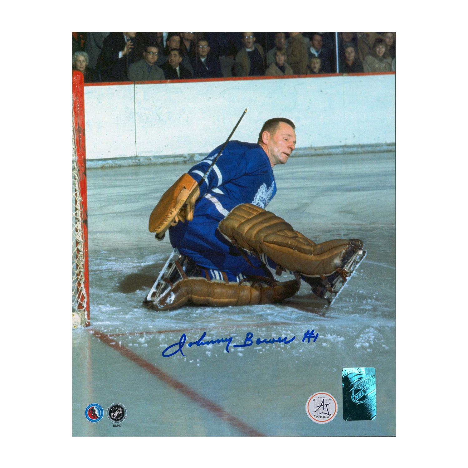 AJ Sports | Johnny Bower Signed Toronto Maple Leafs Kick Save 8x10 Photo