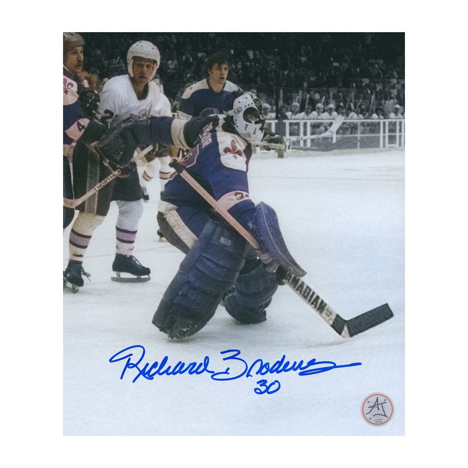 AJ Sports | Richard Brodeur Autographed Quebec Nordiques WHA Retro 8x10 Photo