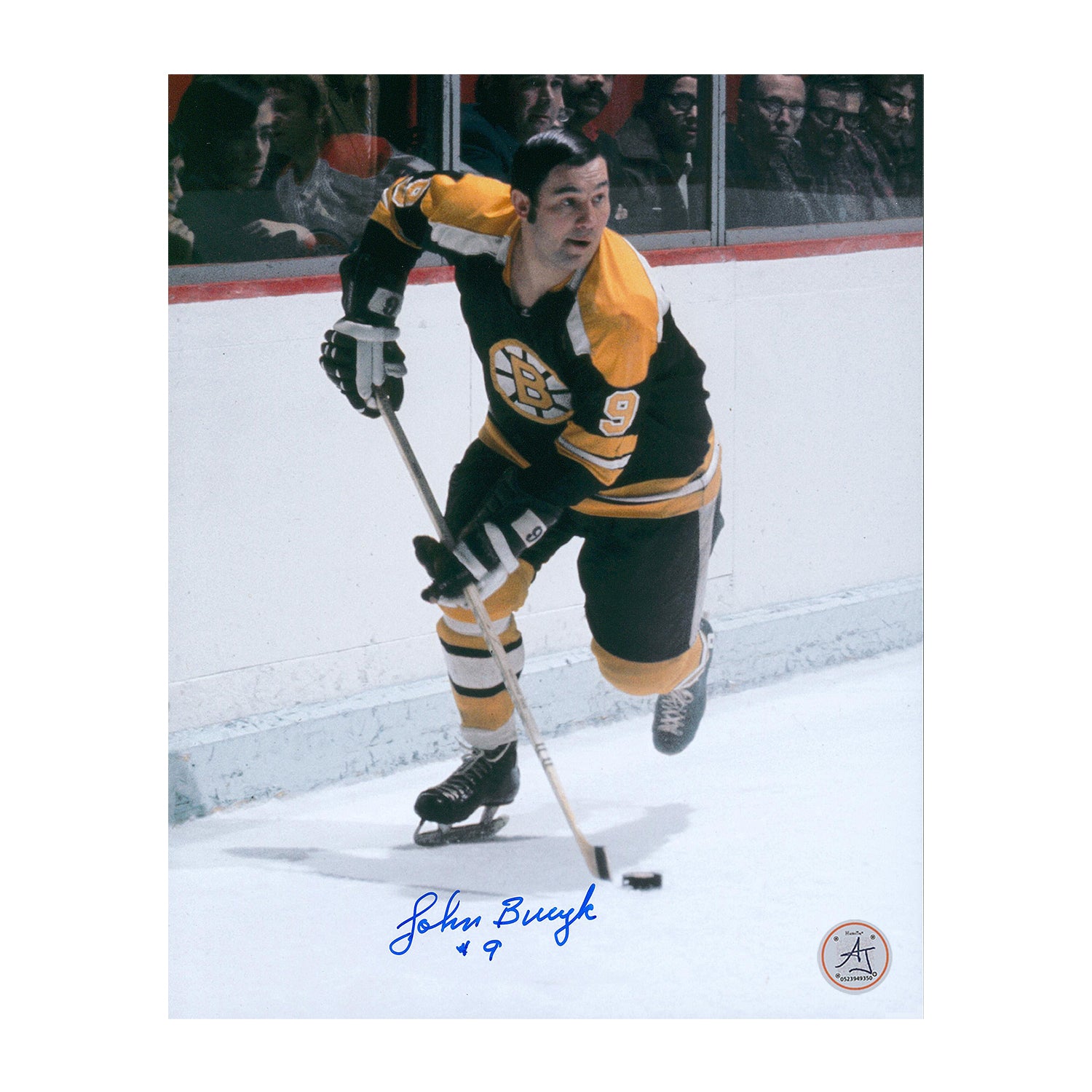 AJ Sports | Johnny Bucyk Autographed Boston Bruins Puck Rush 8x10 Photo