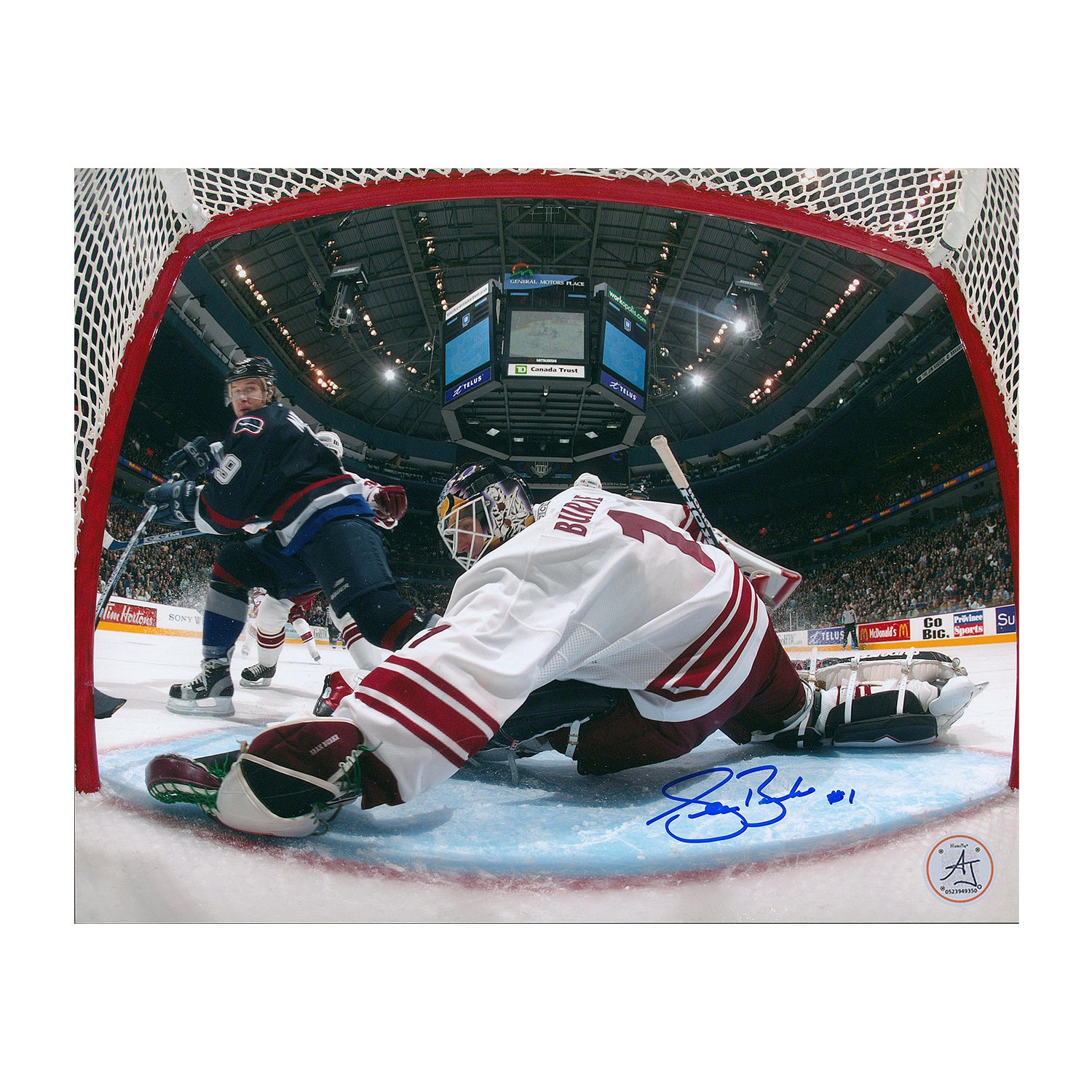 AJ Sports | Sean Burke Phoenix Coyotes Autographed Goalie Netcam 8x10 Photo
