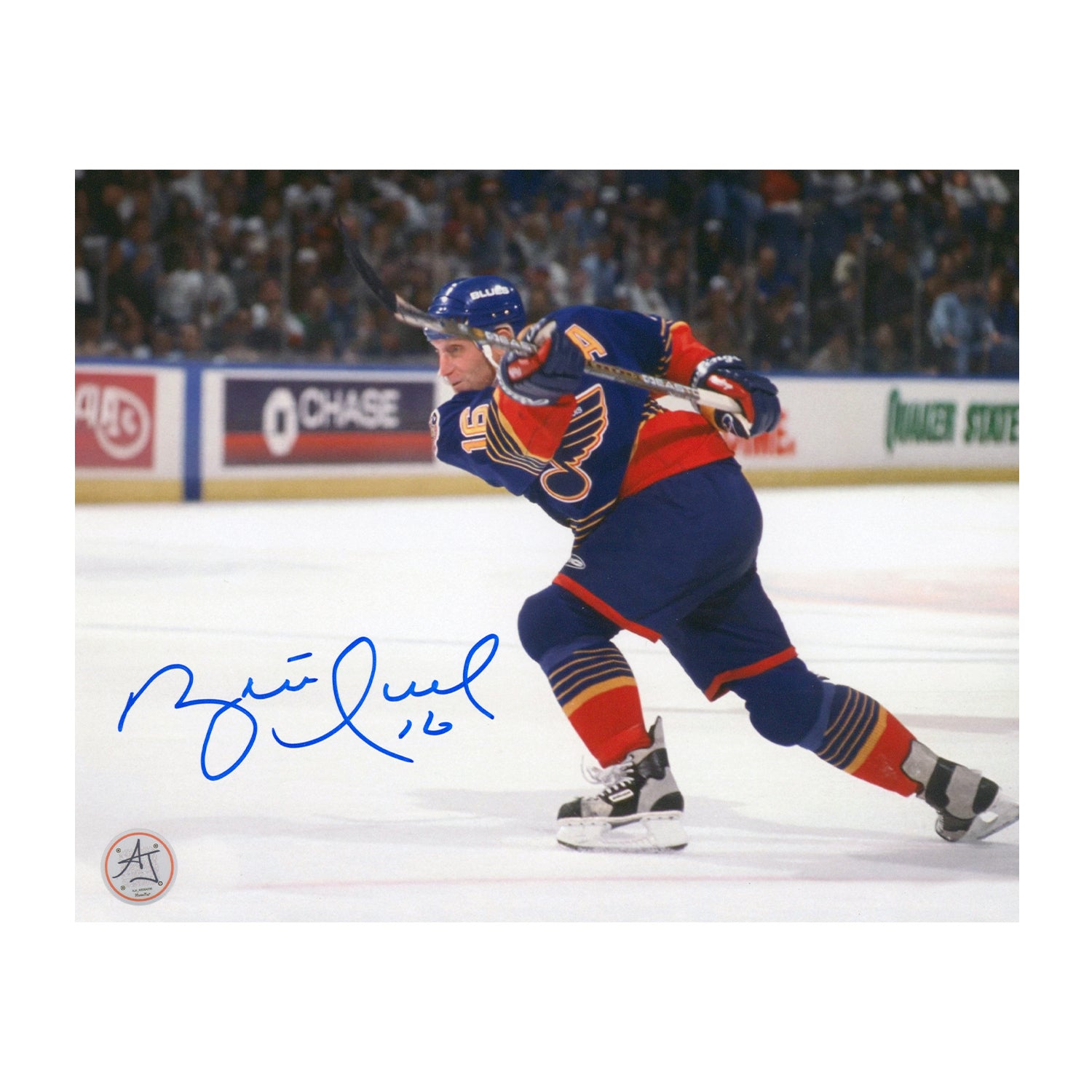 AJ Sports | Brett Hull Autographed St Louis Blues Slapshot 8x10 Photo