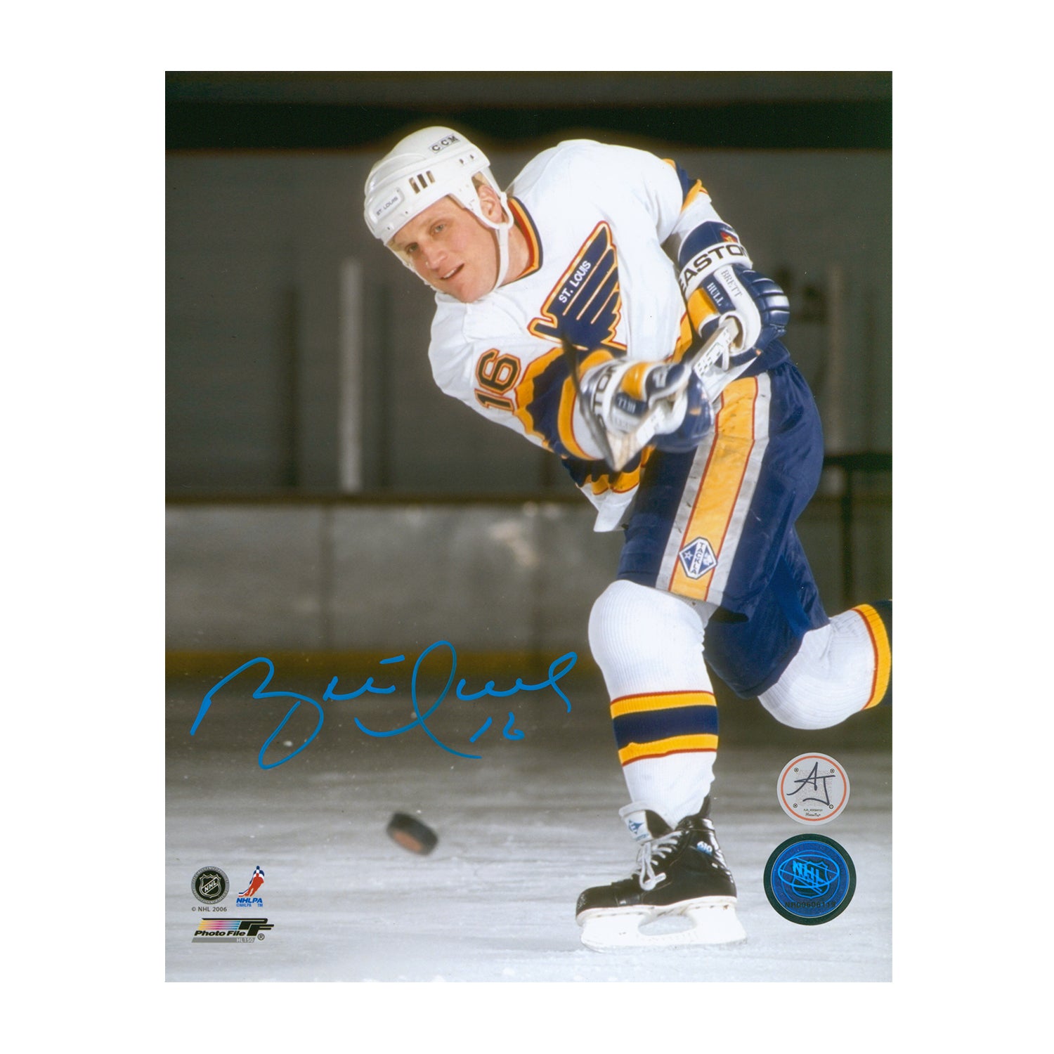 AJ Sports | Brett Hull Signed St Louis Blues Hero Profile 8x10 Photo