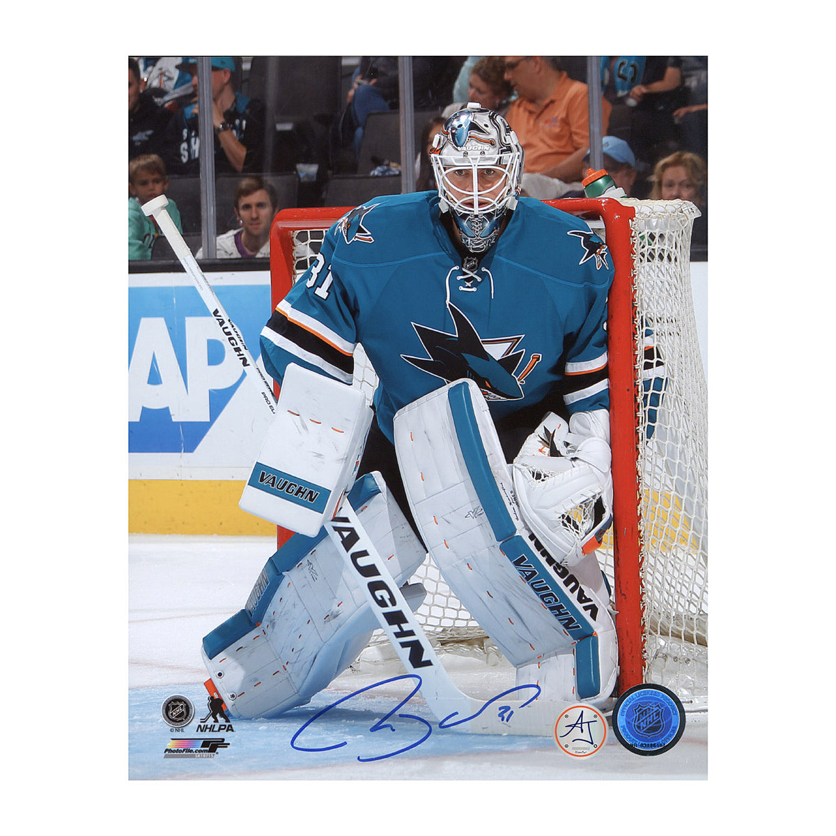 AJ Sports Martin Jones Signed San Jose Sharks Goalie 8x10 Photo