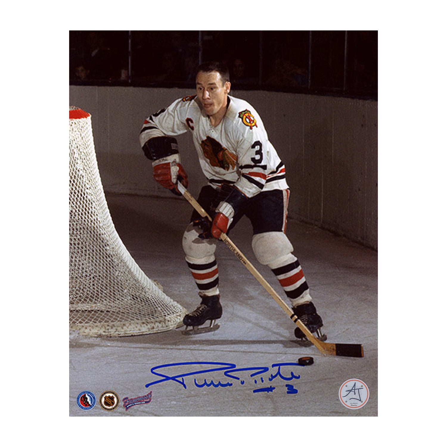AJ Sports | Pierre Pilote Autographed Chicago Blackhawks Game Action 8x10 Photo
