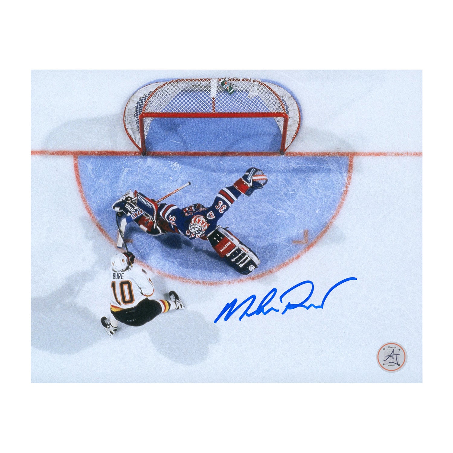 AJ Sports | Mike Richter Autographed New York Rangers Aerial View 8x10 Photo