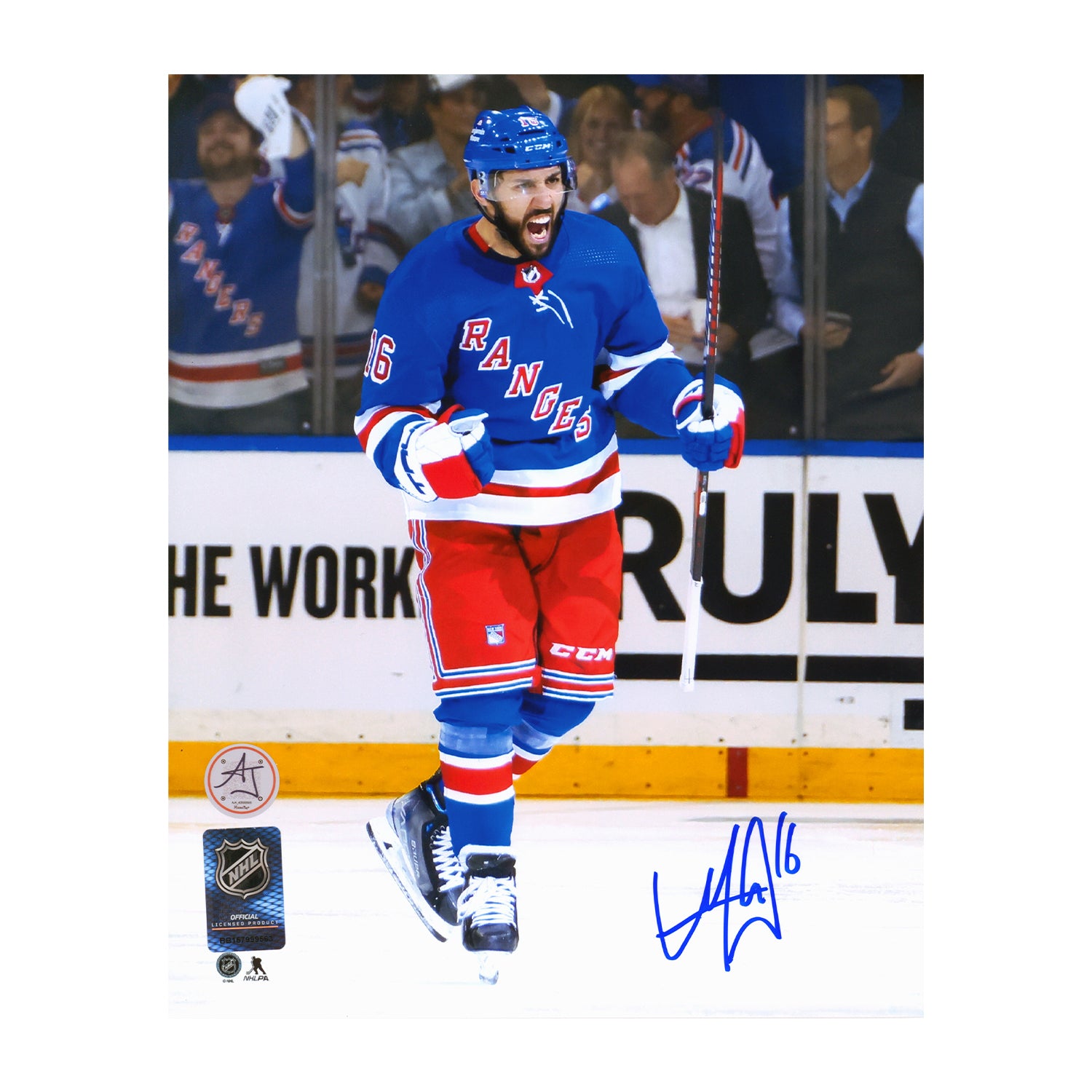 AJ Sports | Vincent Trocheck Signed New York Rangers Goal Celebration 8x10 Photo