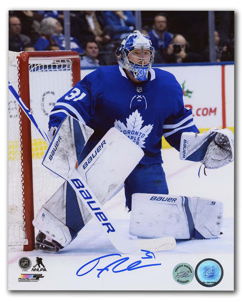 Frederik Andersen Toronto Maple Leafs Signed Goalie Action 8x10 Photo | AJ Sports.