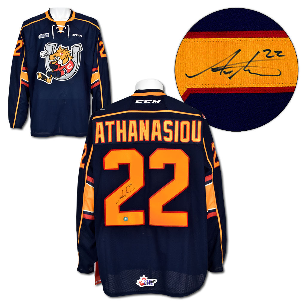 Andreas Athanasiou Barrie Colts Autographed CHL Hockey Jersey | AJ Sports.