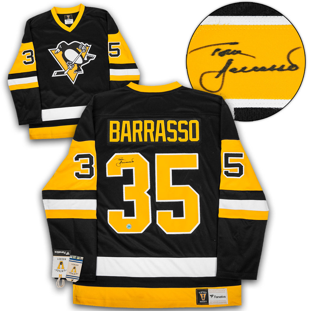 Tom Barrasso Pittsburgh Penguins Signed Retro Fanatics Jersey | AJ Sports.