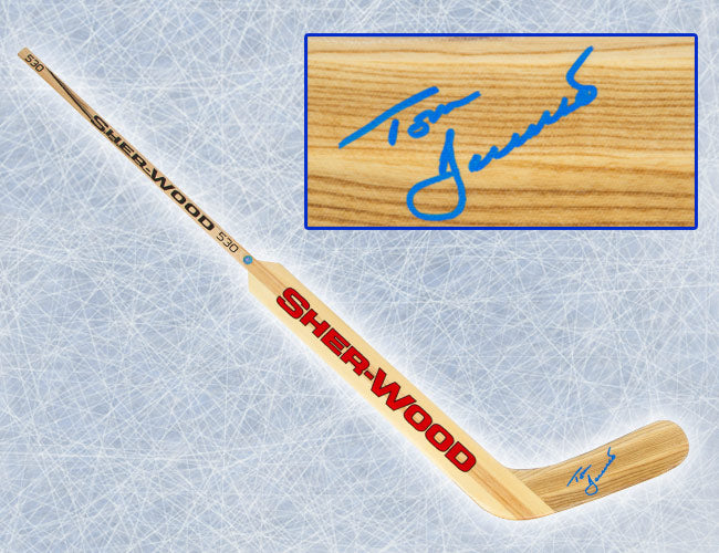 Tom Barrasso Autographed Sher-Wood Wood Goalie Stick | AJ Sports.
