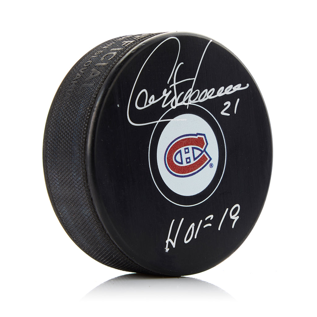 Guy Carbonneau Montreal Canadiens Signed HOF 19 Puck | AJ Sports.