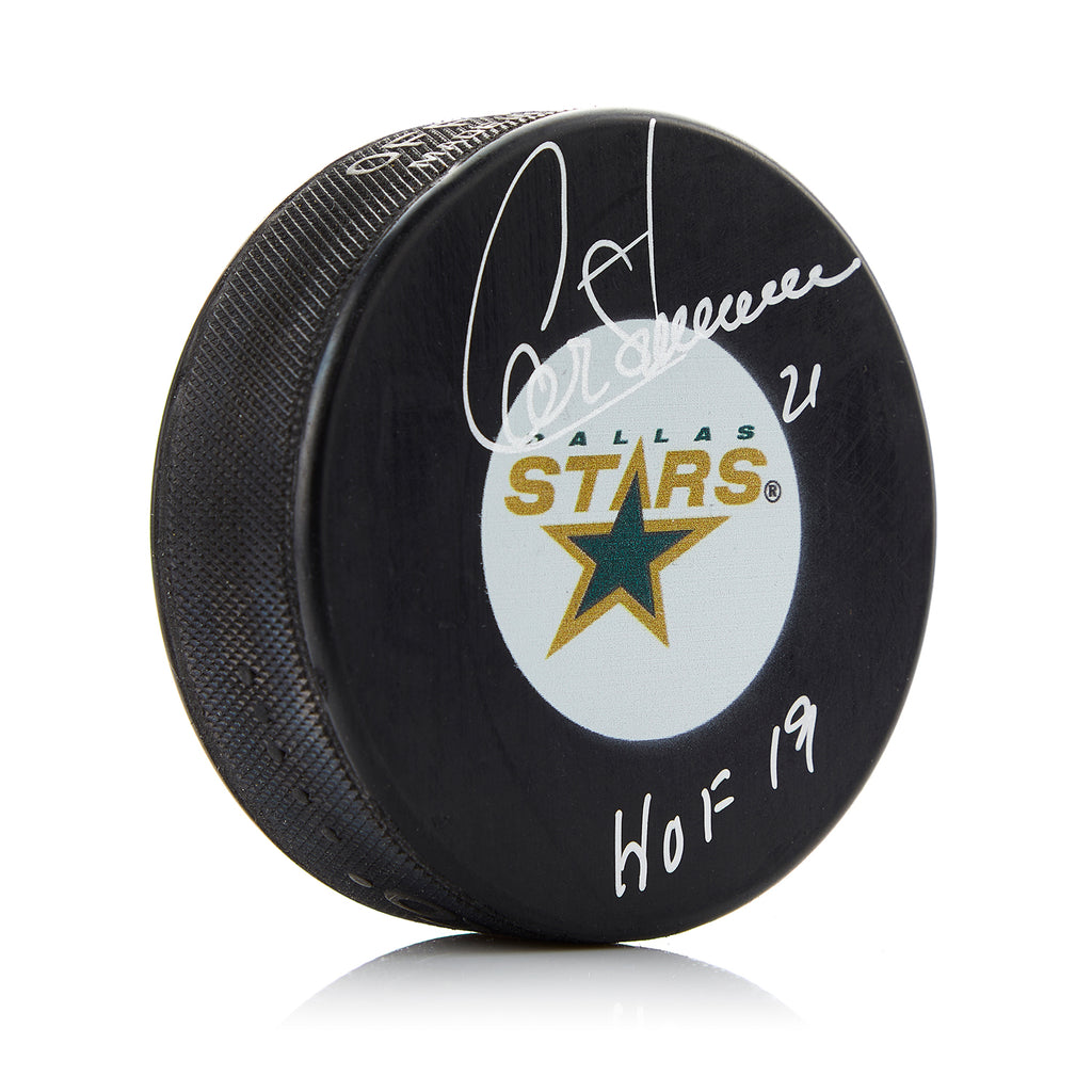 Guy Carbonneau Dallas Stars Autographed Hockey Puck with HOF 19 Note | AJ Sports.