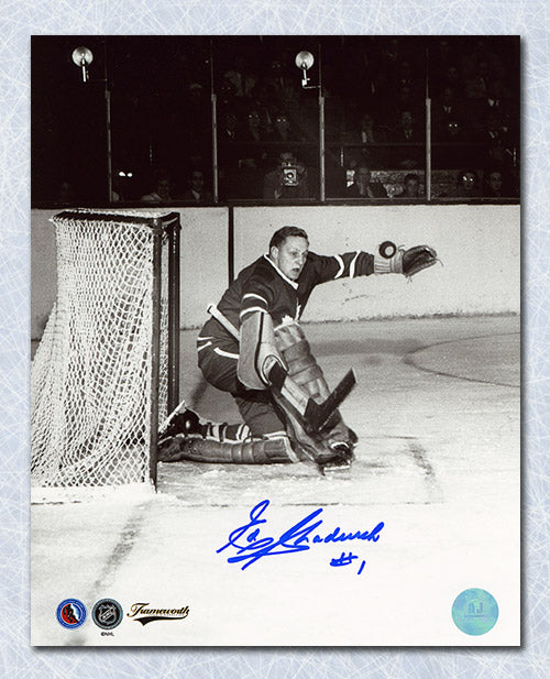 Ed Chadwick Toronto Maple Leafs Autographed Vintage Goalie Action 8x10 Photo | AJ Sports.