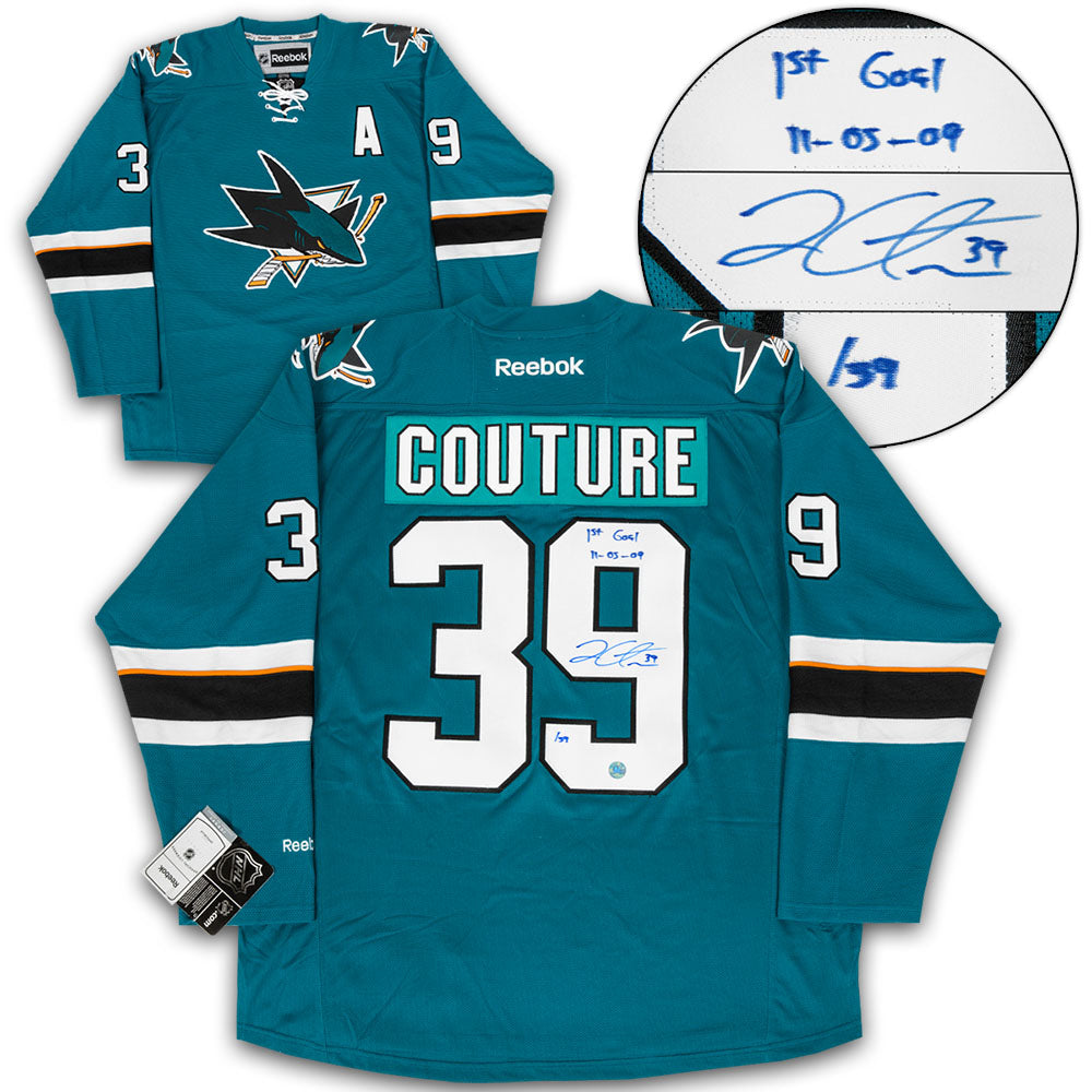 Logan Couture San Jose Sharks Signed & Dated 1st Goal Reebok Jersey #/39 | AJ Sports.