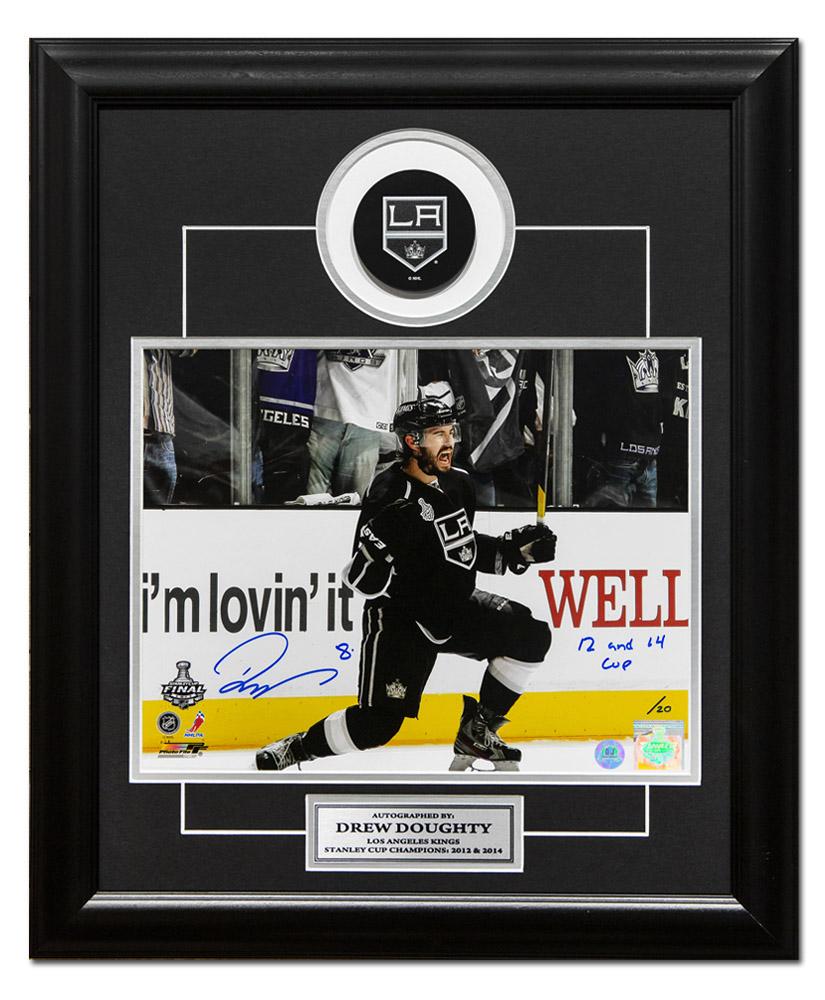 Drew Doughty Signed & Inscribed LA Kings Stanley Cup 20x24 Puck Frame #/20 | AJ Sports.