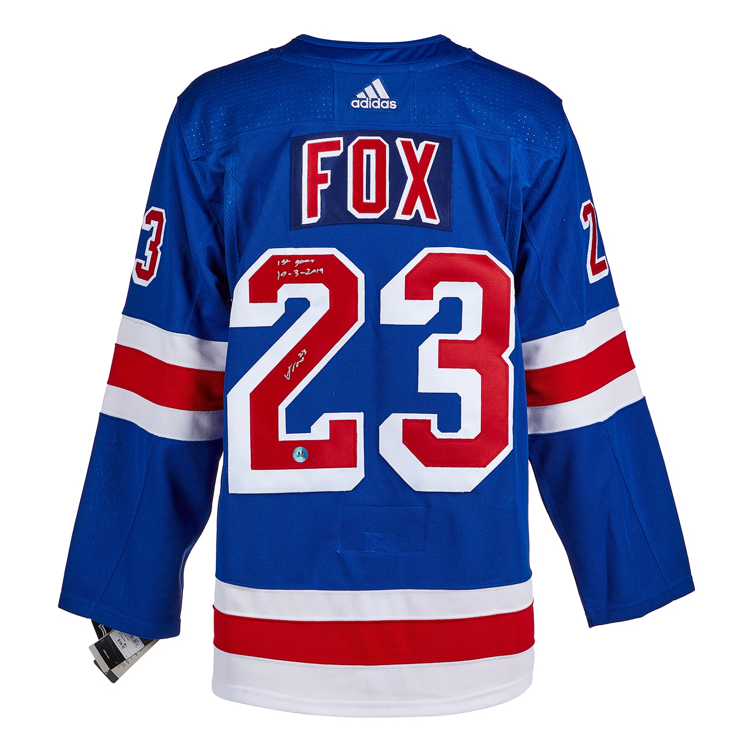 Adam Fox New York Rangers Signed & Dated 1st Game Adidas Jersey | AJ Sports.