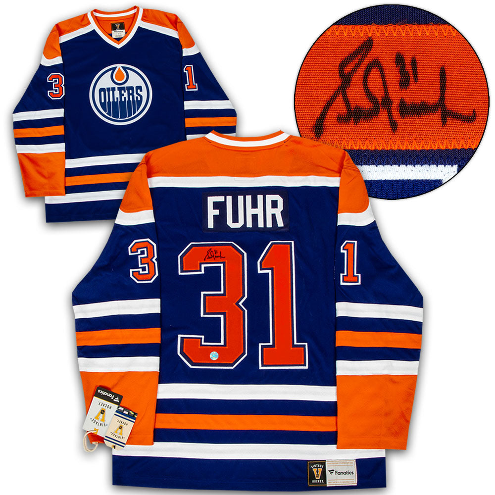 Grant Fuhr Edmonton Oilers Signed Retro Fanatics Jersey | AJ Sports.