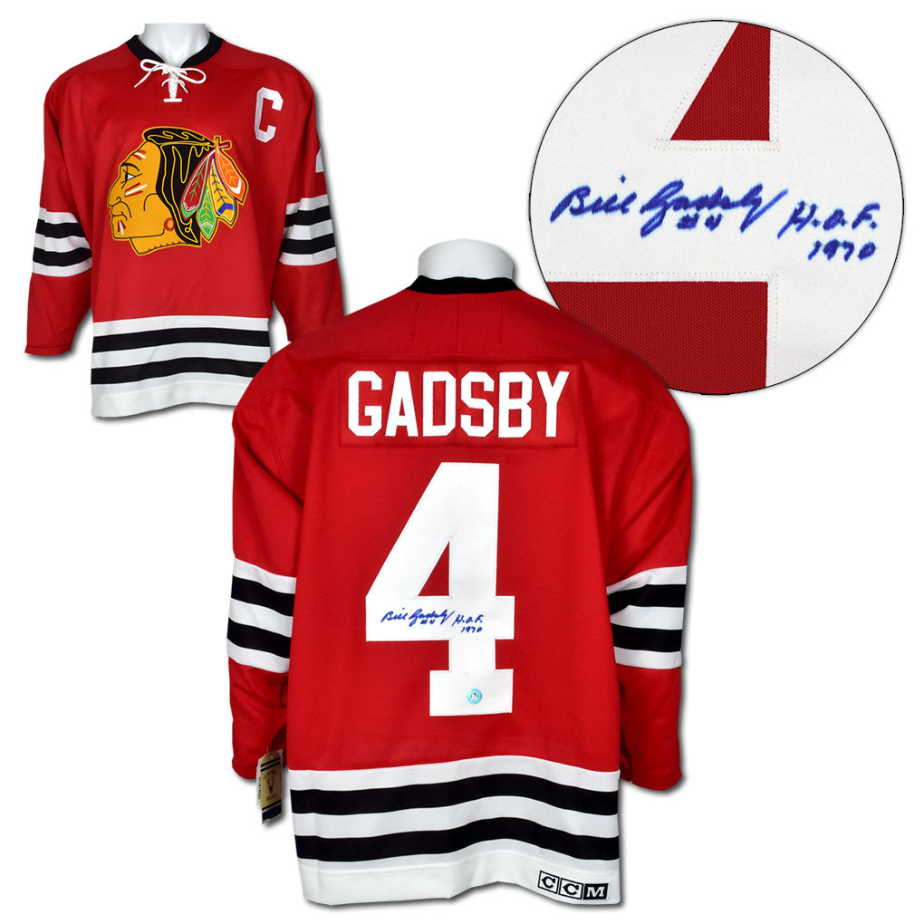 Bill Gadsby Chicago Blackhawks Autographed Vintage CCM Jersey | AJ Sports.