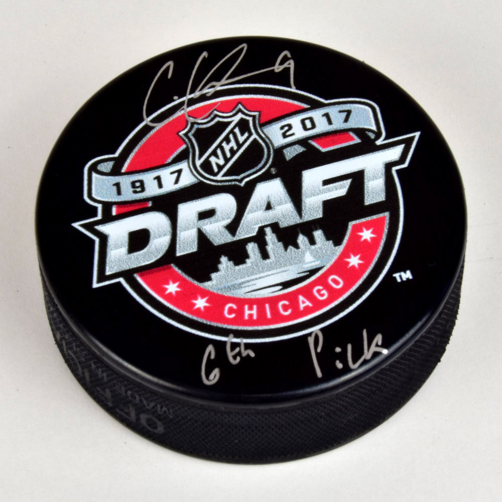 Cody Glass Signed 2017 NHL Entry Draft Puck with 6th Pick | AJ Sports.
