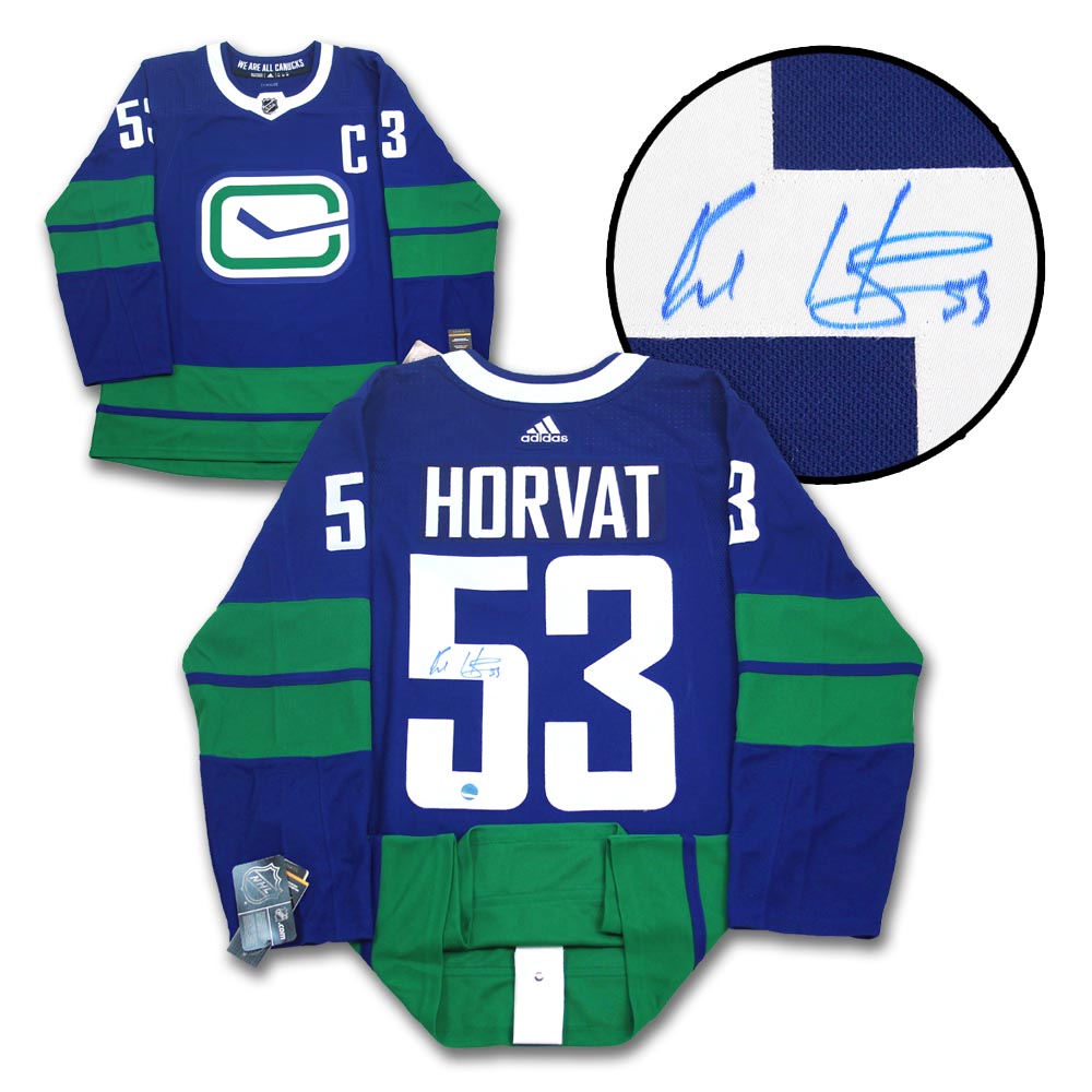 Bo Horvat Vancouver Canucks Signed Stick Logo Alt Adidas Jersey | AJ Sports.