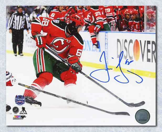 Jaromir Jagr New Jersey Devils Autographed 2014 Stadium Series 8x10 Photo | AJ Sports.