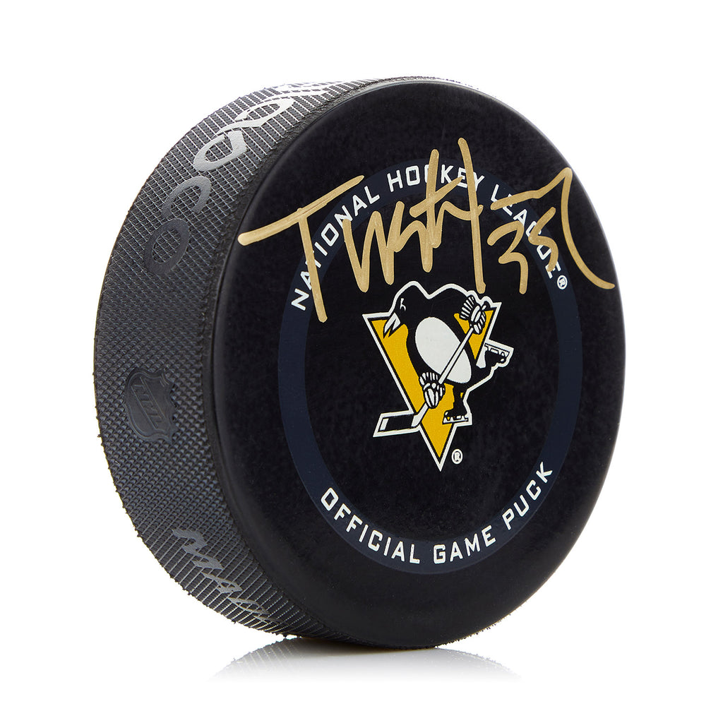 Tristan Jarry Pittsburgh Penguins Autographed Official Official Game Puck | AJ Sports.