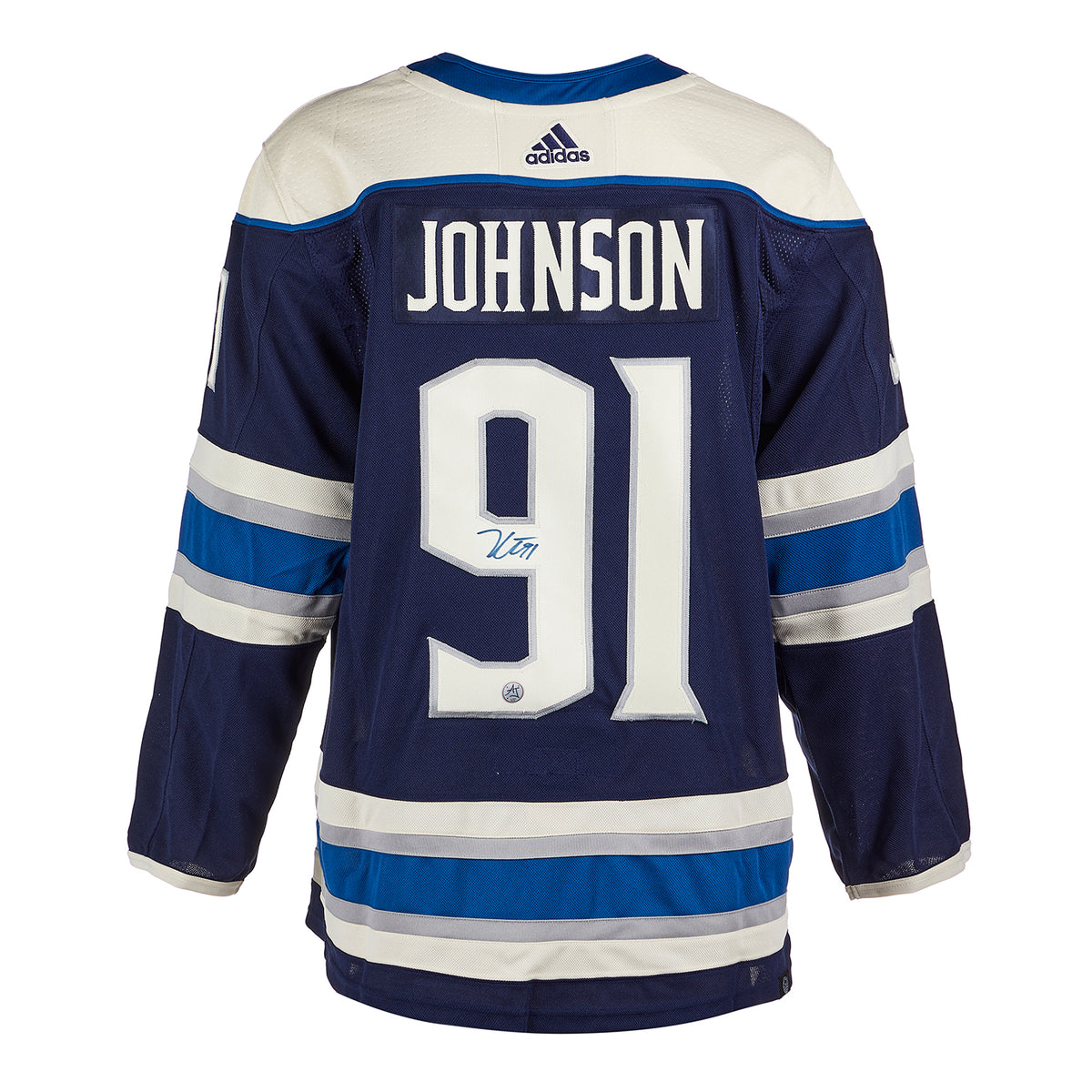 AJ Sports Kent Johnson Signed Columbus Blue Jackets Alternate