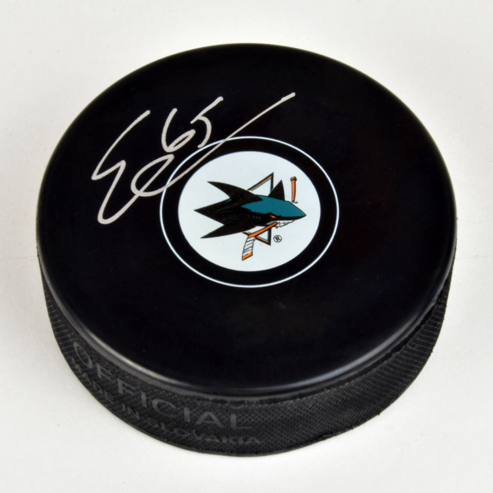 Erik Karlsson San Jose Sharks Autographed Hockey Puck | AJ Sports.