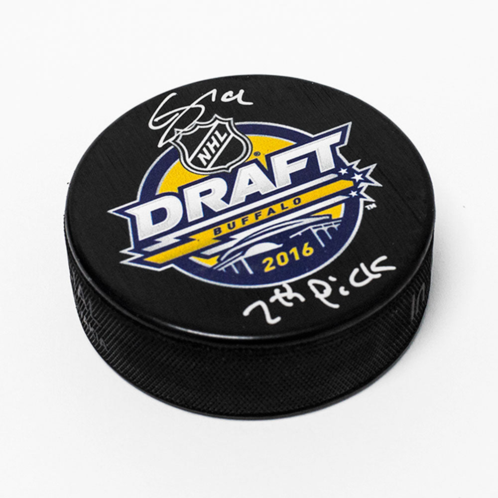 Clayton Keller Signed 2016 NHL Entry Draft Puck with 7th Pick Note | AJ Sports.