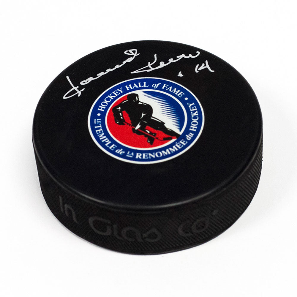 Dave Keon Autographed Hockey Hall of Fame Puck | AJ Sports.