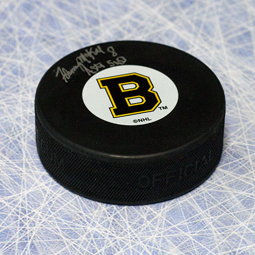 Fleming Mackell Boston Bruins Signed Original 6 Puck | AJ Sports.