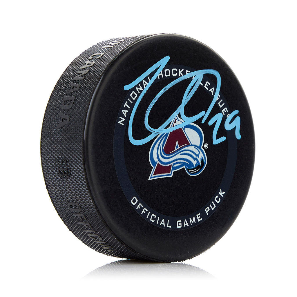 Nathan MacKinnon Colorado Avalanche Signed Official Game Puck | AJ Sports.