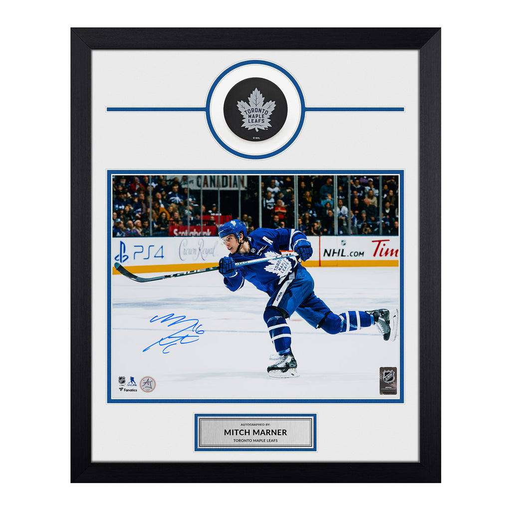Mitch Marner Toronto Maple Leafs Signed Shooter 20x24 Puck Frame | AJ Sports.