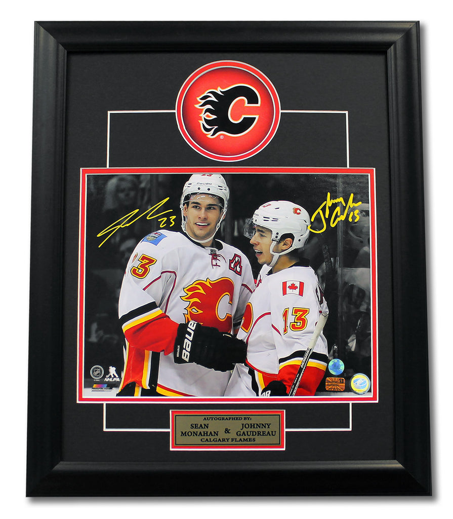 Sean Monahan & Johnny Gaudreau Dual Signed Calgary Flames Stars 20x24 Frame | AJ Sports.