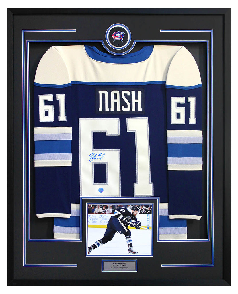 Rick Nash Autographed Columbus Blue Jackets 36x44 Framed Jersey Display | AJ Sports.