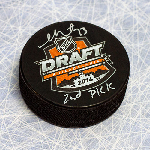 Sam Reinhart Signed 2014 NHL Entry Draft Puck 2nd Pick Note | AJ Sports.