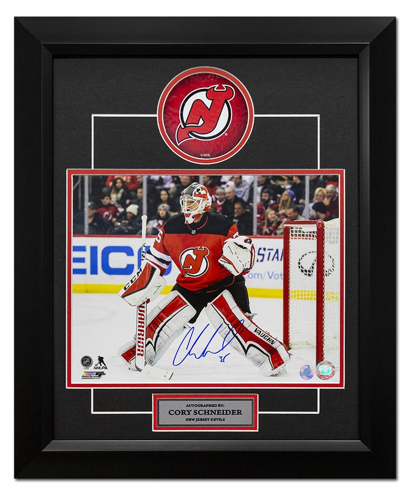 Cory Schneider New Jersey Devils Autographed Goalie Action 20x24 Frame | AJ Sports.