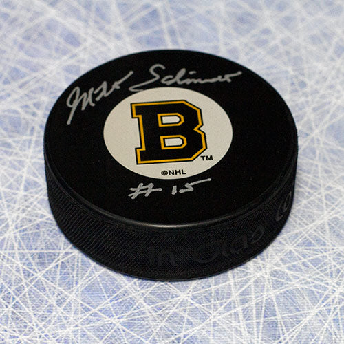 Milt Schmidt Boston Bruins Autographed Original Six Logo Hockey Puck | AJ Sports.