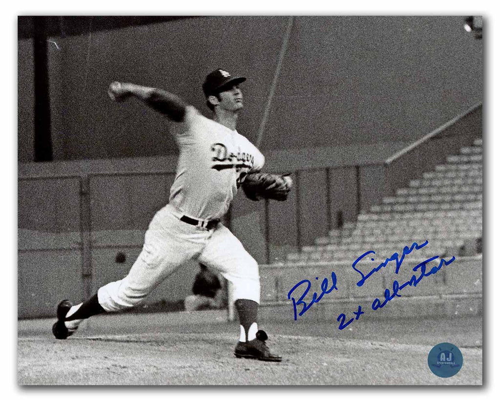 Bill Singer Los Angeles Dodgers Signed Baseball 8x10 Photo with 2x All Star Note | AJ Sports.