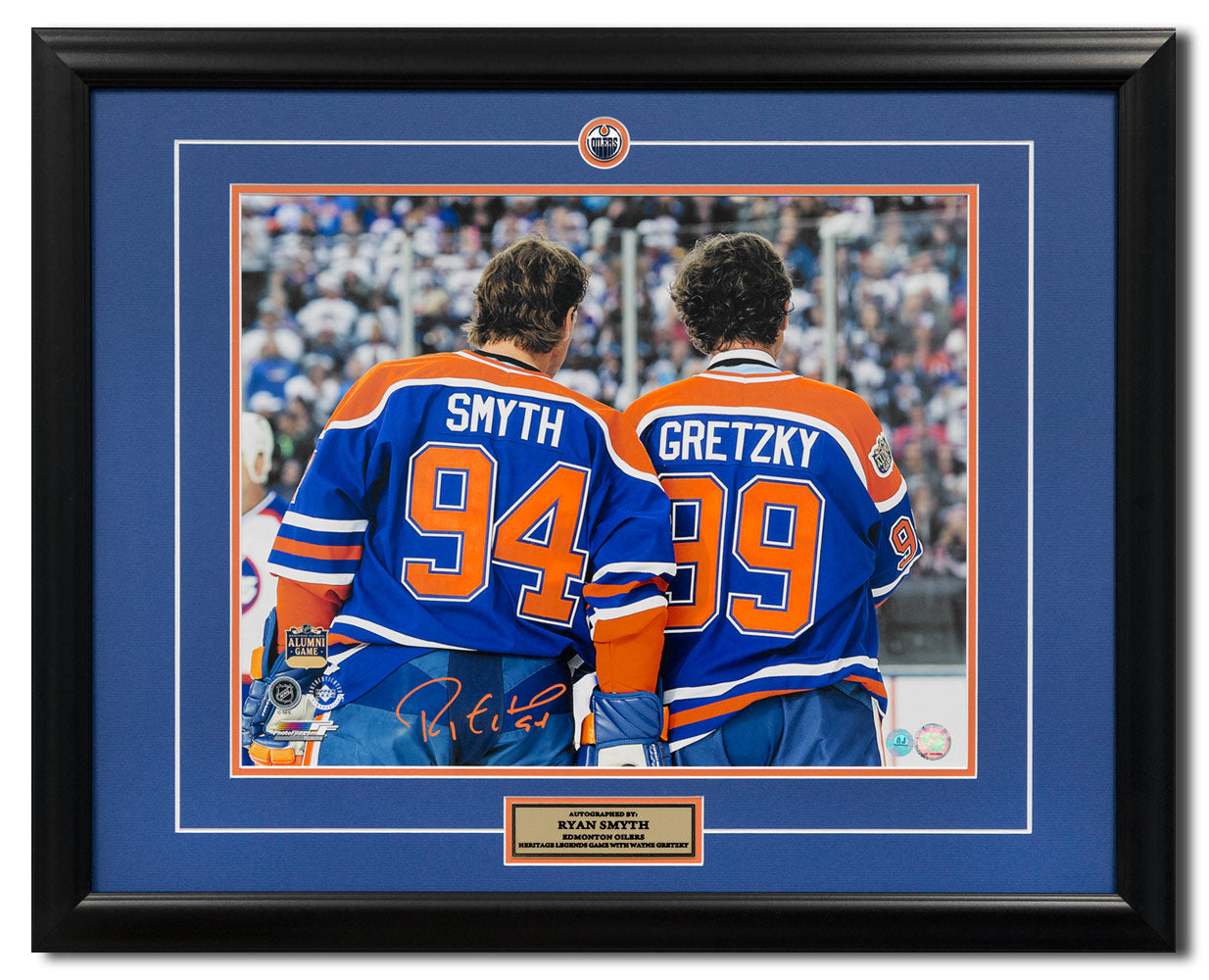 Ryan Smyth Edmonton Oilers Signed Heritage Legends Game Gretzky 26x32 Frame | AJ Sports.