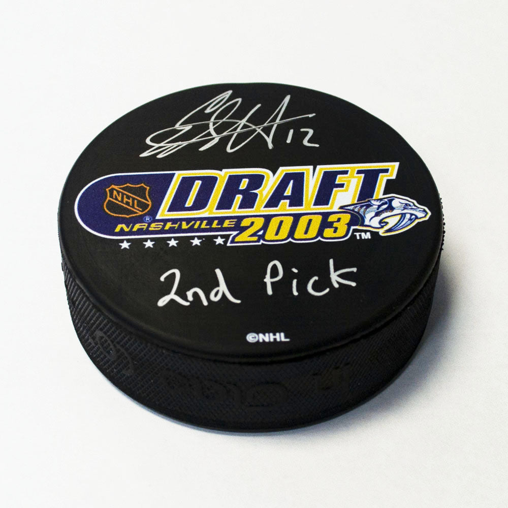 Eric Staal Signed 2003 NHL Entry Draft Puck with 2nd Pick Note | AJ Sports.
