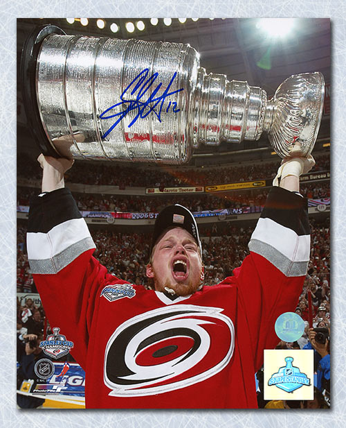 Eric Staal Carolina Hurricanes Autographed 2006 Stanley Cup 8x10 Photo | AJ Sports.