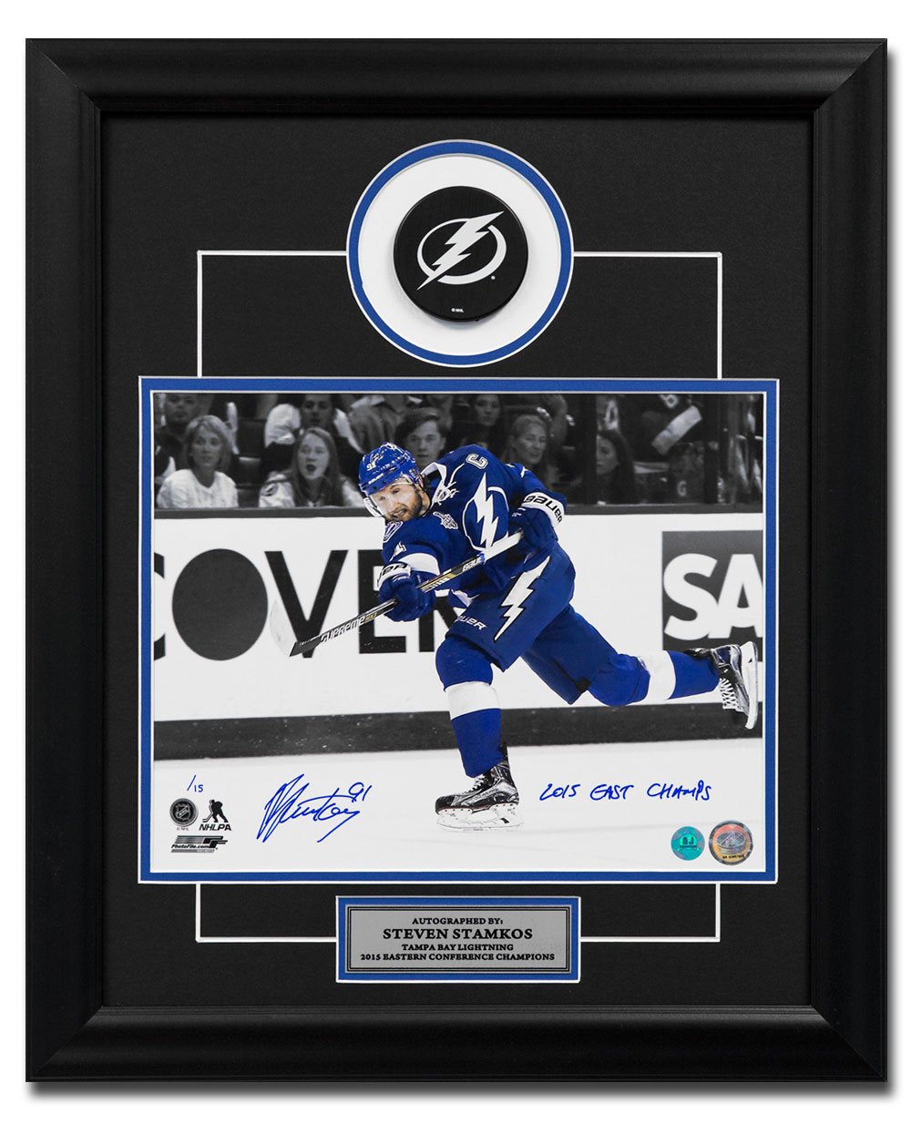 Steven Stamkos Tampa Bay Lightning Signed & Inscribed 2015 Cup Finals 20x24 Frame /15 | AJ Sports.