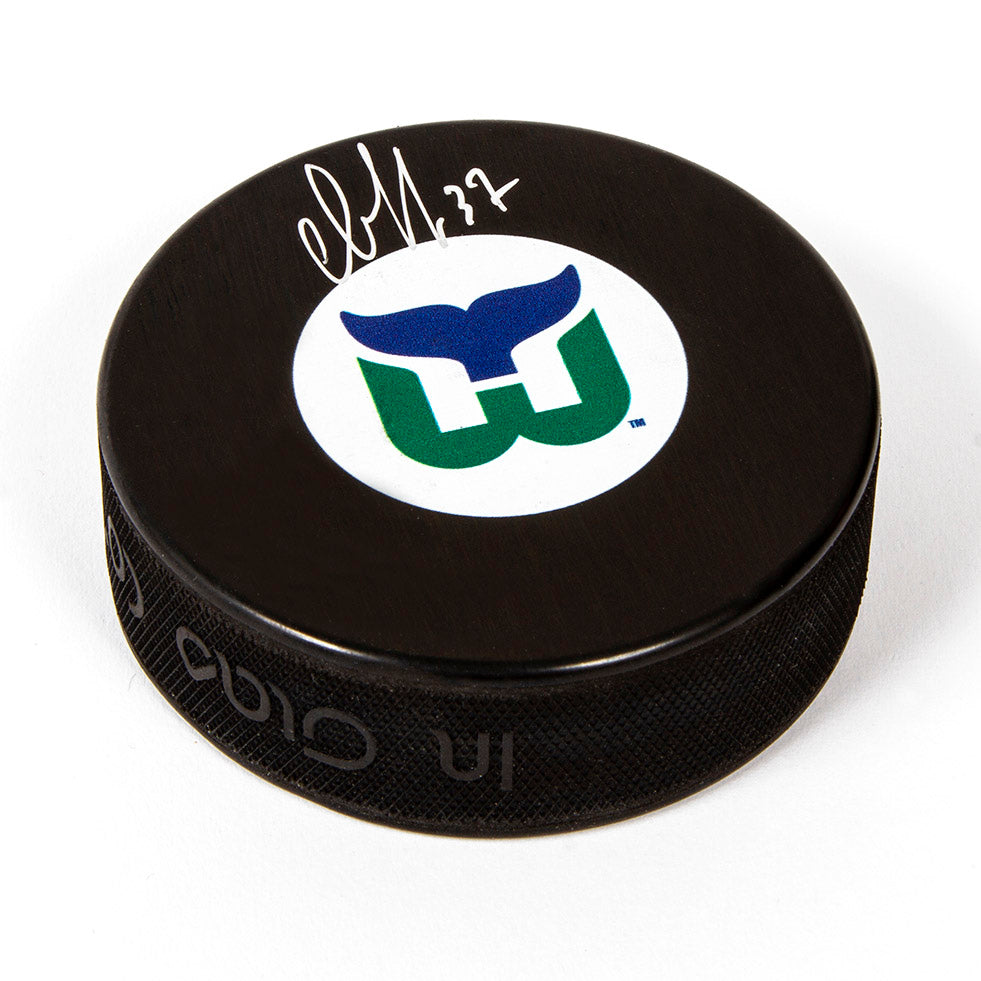 Andrei Svechnikov Hartford Whalers Autographed Retro Logo Hockey Puck | AJ Sports.