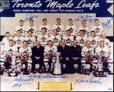 1948 Toronto Maple Leafs Stanley Cup Team Signed 8x10 Photo: 7 Autographs #/48 | AJ Sports.