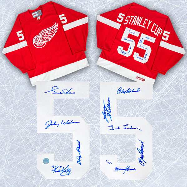 Detroit Red Wings 1955 Stanley Cup Team Signed Vintage CCM Jersey | AJ Sports.