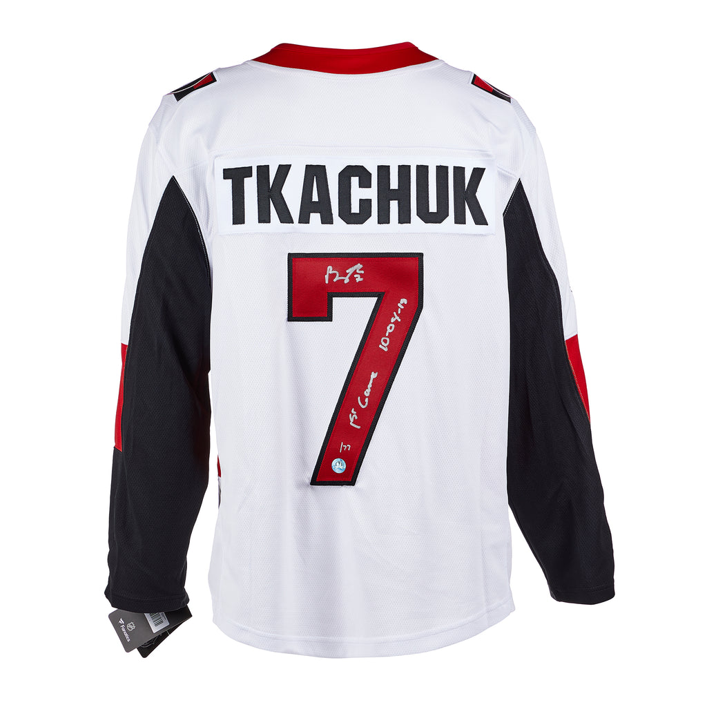 Brady Tkachuk Ottawa Senators Signed & Dated 1st Game Fanatics Jersey #/77 | AJ Sports.
