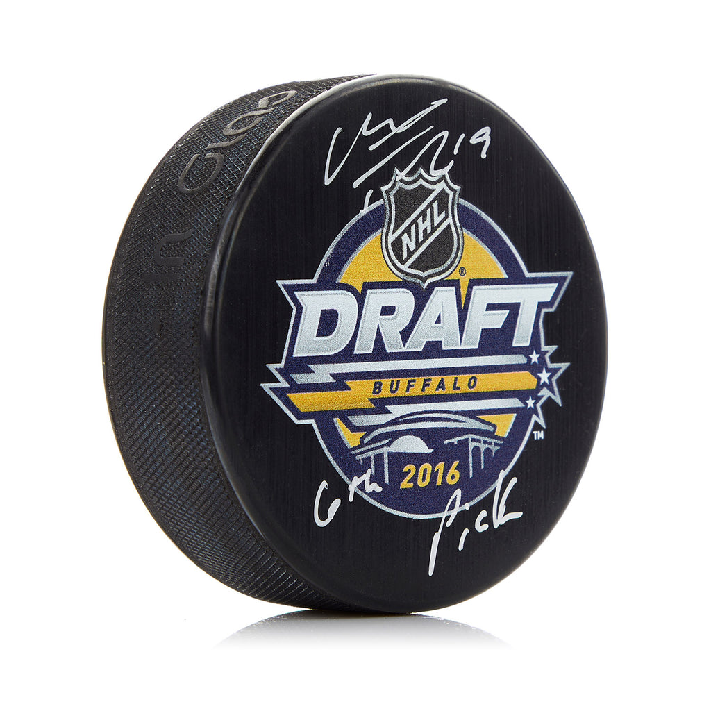 Matthew Tkachuk Signed 2016 NHL Entry Draft Puck with 6th Pick Note | AJ Sports.