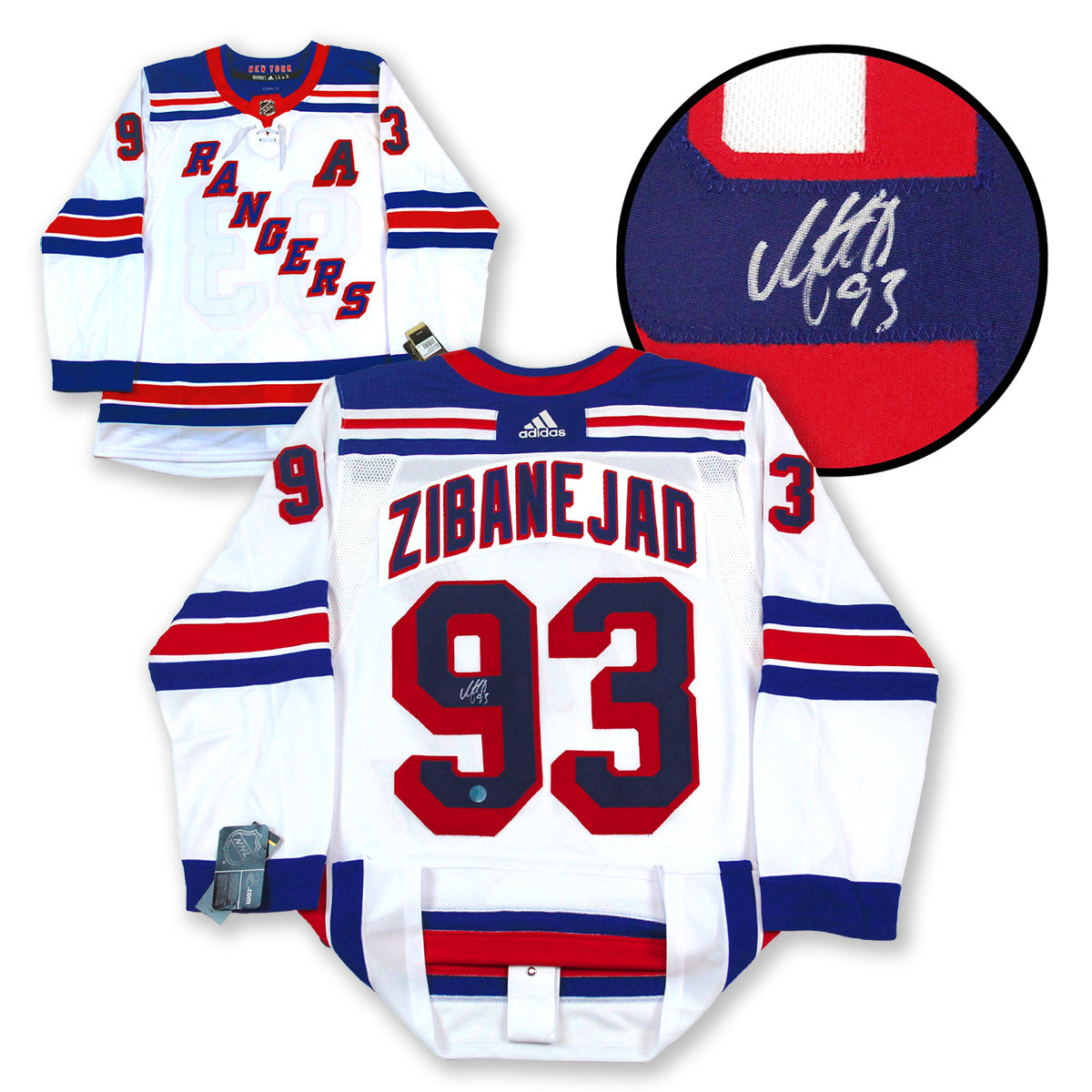Mika Zibanejad New York Rangers Signed White Adidas Jersey | AJ Sports.